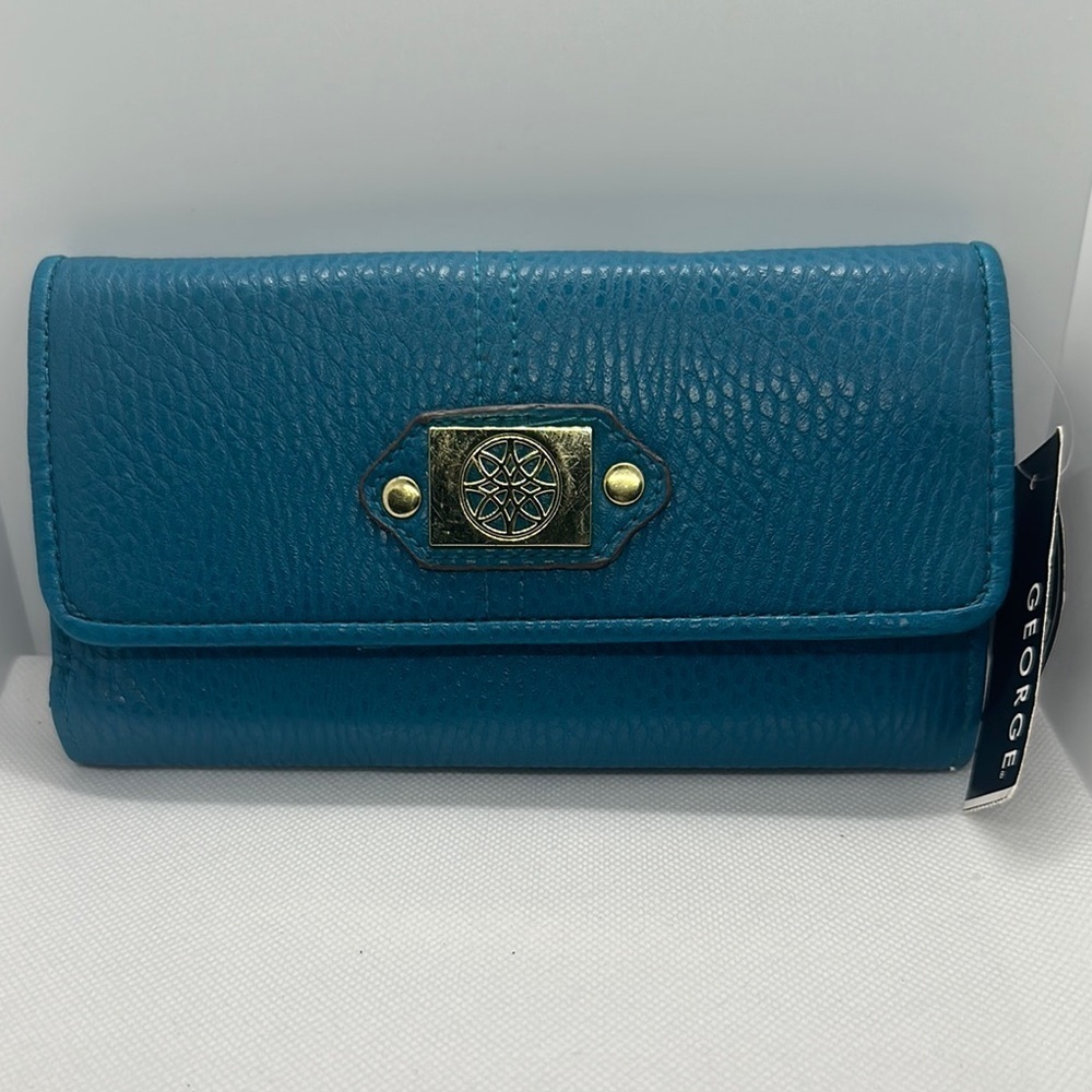 NWT George Leather Wallet Designer available colors :Green and Teal - Picture 14 of 16